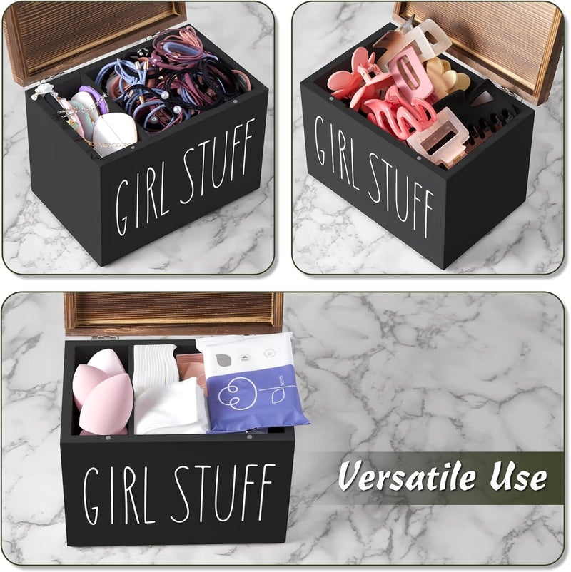 DRASTAR Tampon Holder for Bathroom, Black Feminine Product Organizer, Pad Organize Case with hinged lid, Shark Week Tampon Storage, Lady Stuff Box for Bathroom Accessories - Image 5